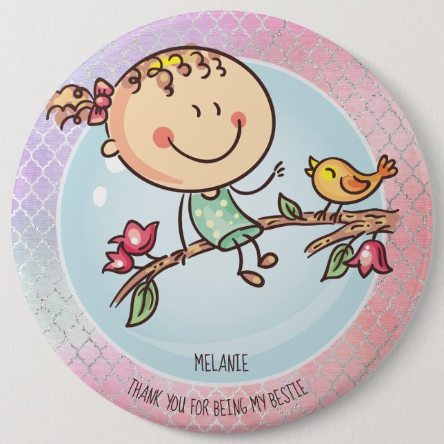 Cute BFF Besties Kawaii Gifts for Girls Friends Button (Front)