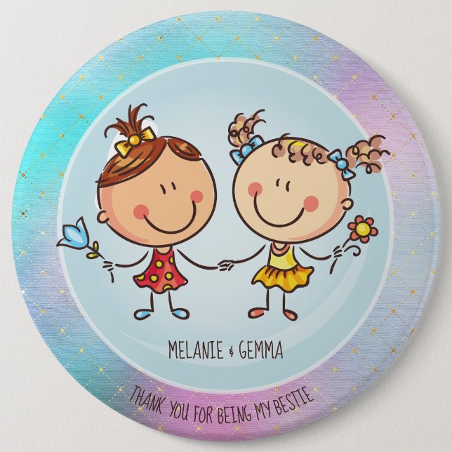 Cute BFF Besties Kawaii Gifts for Girls Friends Button (Front)
