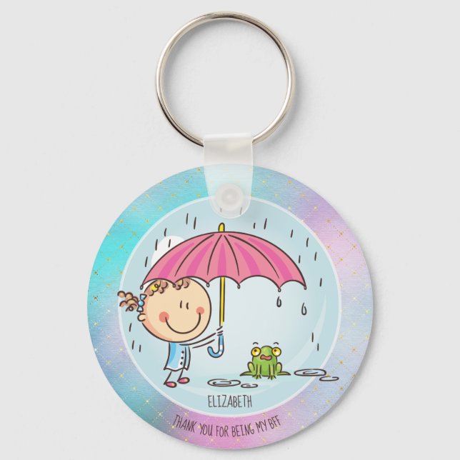 Cute BFF Besties Kawaii Gifts for Girls Friends Keychain (Front)