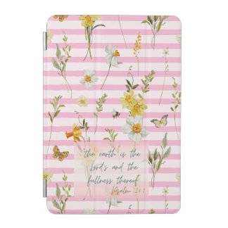Cute Bible Pink Stripe Butterfly Daffodil Bees iPad Mini Cover