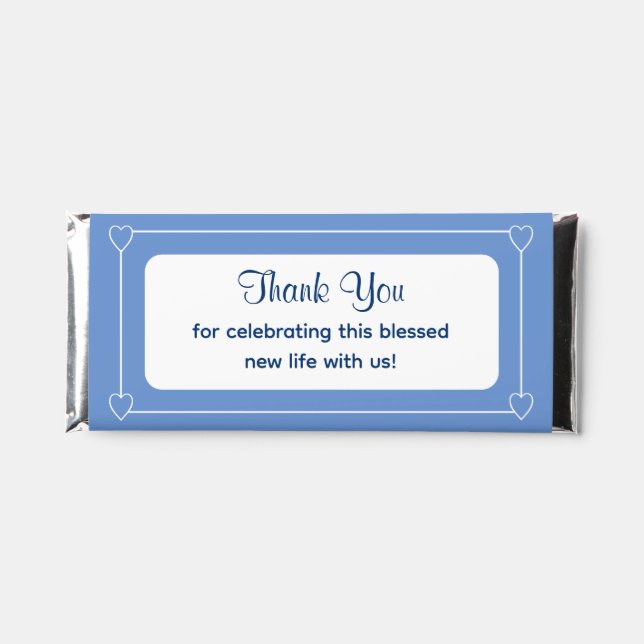 Cute Bible Verse Blue Baby Shower Thank You Favor Hershey Bar Favors (Front)