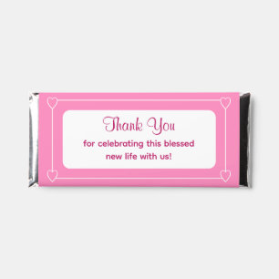 Cute Bible Verse Pink Baby Shower Thank You Favor Hershey Bar Favors