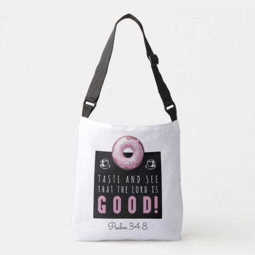 Cute Bible Verse Psalm 348 with Pink Doughnut Crossbody Bag