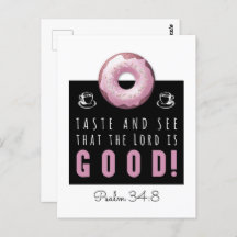 Cute Bible Verse Psalm 34:8 with Pink Doughnut
