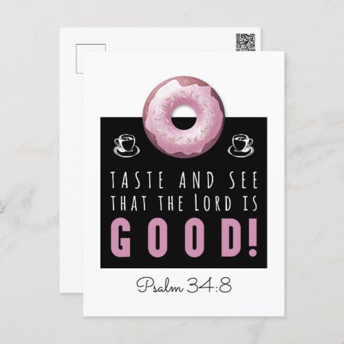 Cute Bible Verse Psalm 348 with Pink Doughnut Postcard