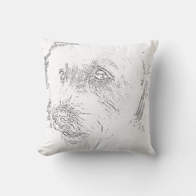 Cute Bichon Dog Face Sketch Favourite Breed  Throw Pillow (Front)