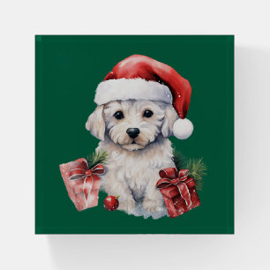 Cute Bichon Frise at Christmas Paperweight
