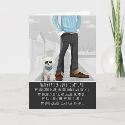 Cute Bichon Frise Dog and Dad Father's Day Holiday Card