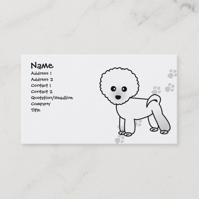 Cute Bichon Frise Dog Business Card - Red (Front)