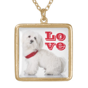 Cute Bichon Frise Mom Puppy Dog Puppies Love Gold Plated Necklace
