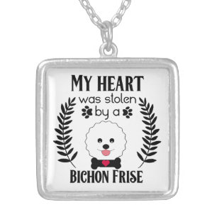 Cute Bichon Frise Mom Puppy Dog Puppies Love Silver Plated Necklace