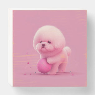 Cute Bichon Frise Puppy Wooden Box Sign