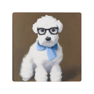 Cute Bichon Frisé Wearing Glasses Metal Print