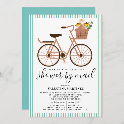 Cute Bicycle Baby Shower by Mail Invitation