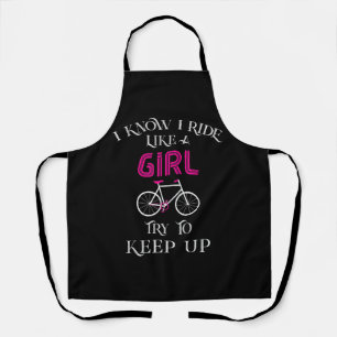 Cute Bicycle Bike Woman Girl Female Cyclist Apron