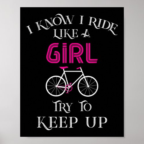 Cute Bicycle Bike Woman Girl Female Cyclist Poster