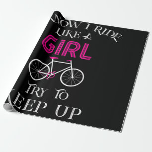 Cute Bicycle Bike Woman Girl Female Cyclist Wrapping Paper