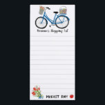 Cute Bicycle Custom Grocery Market Shopping List Magnetic Notepad<br><div class="desc">Make your shopping lists in style with this customizable grocery shopping notepad. Add your own text to suit your needs. Lines give you someplace to write but you can delete if you prefer. Check my shop for more!</div>