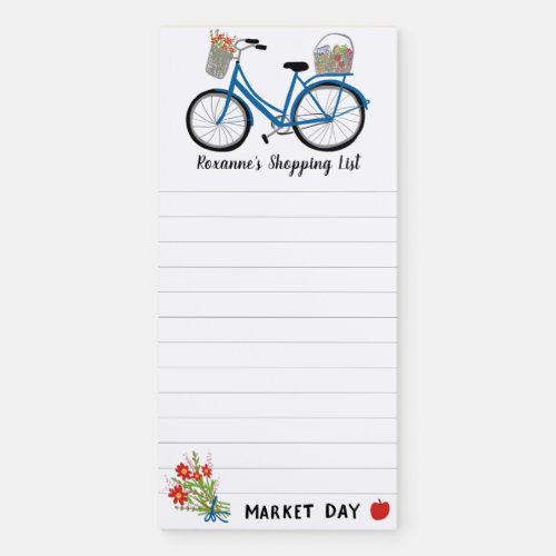 Cute Bicycle Custom Grocery Market Shopping List Magnetic Notepad