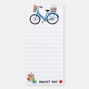 Cute Bicycle Custom Grocery Market Shopping List Magnetic Notepad