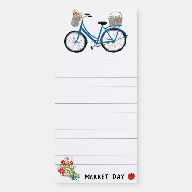 Cute Bicycle Custom Grocery Market Shopping List Magnetic Notepad