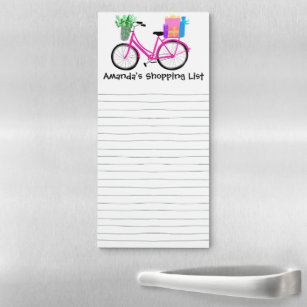 Cute Bicycle Custom Grocery Shopping List Magnetic Notepad