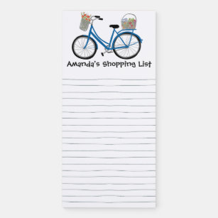 Cute Bicycle Custom Grocery Shopping List Magnetic Notepad