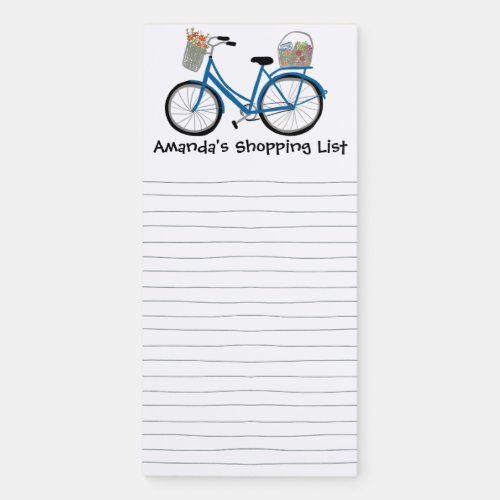 Cute Bicycle Custom Grocery Shopping List Magnetic Notepad