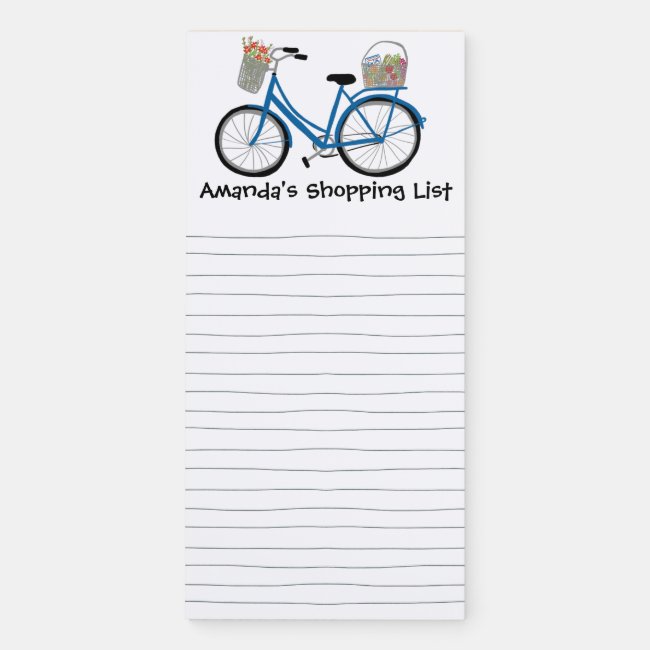 Cute Bicycle Custom Grocery Shopping List Magnetic Notepad