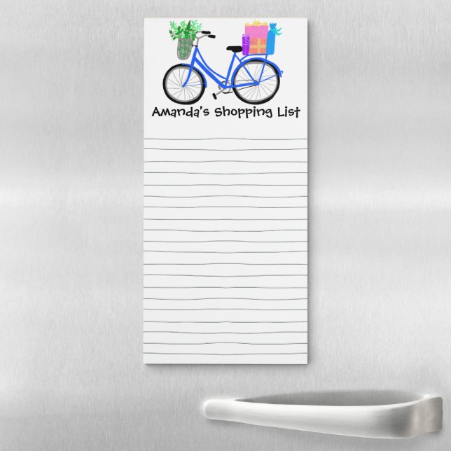 Cute Bicycle Custom Grocery Shopping List Magnetic Notepad (In Situ)