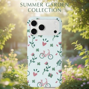 Cute Bicycle Floral Pattern Sky Blue iPhone 17 Pro Max Case