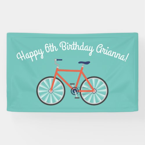 Cute Bicycle Kids Bike Birthday Party Cycling Banner
