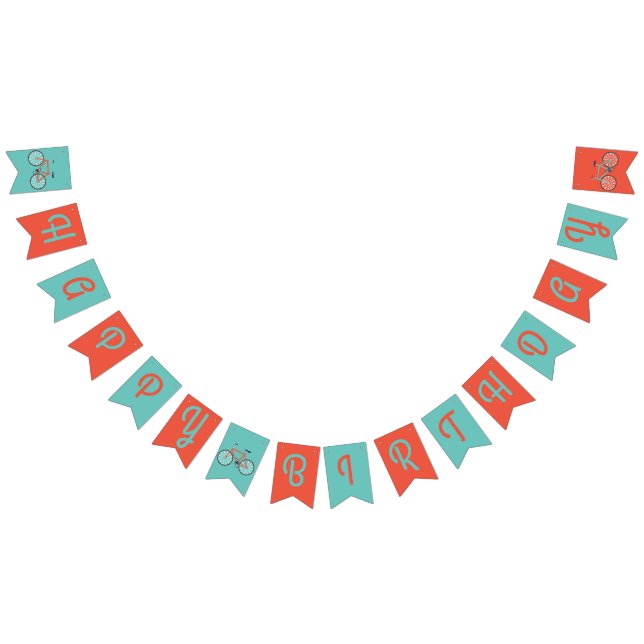 Cute Bicycle Kids Bike Birthday Party Cycling Bunting Flags (All)
