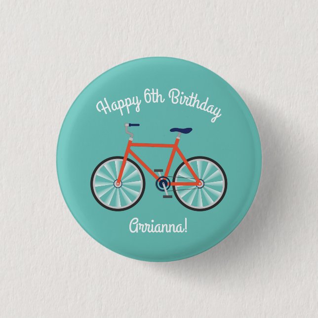 Cute Bicycle Kids Bike Birthday Party Cycling Button (Front)