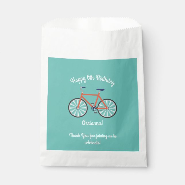 Cute Bicycle Kids Bike Birthday Party Cycling Favor Bag (Front)