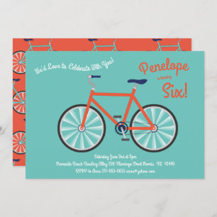 Cute Bicycle Kids Bike Birthday Party Cycling Invitation