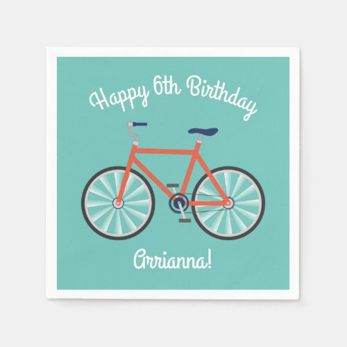 Cute Bicycle Kids Bike Birthday Party Cycling Napkins