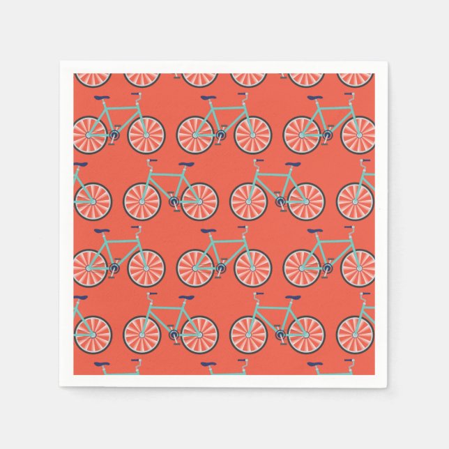 Cute Bicycle Kids Bike Birthday Party Cycling Napkins (Front)