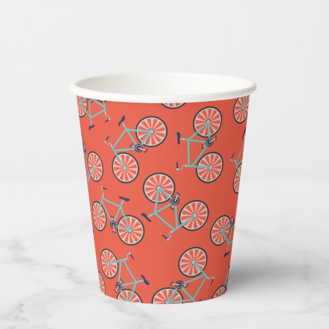 Cute Bicycle Kids Bike Birthday Party Cycling Pape Paper Cups (Front)