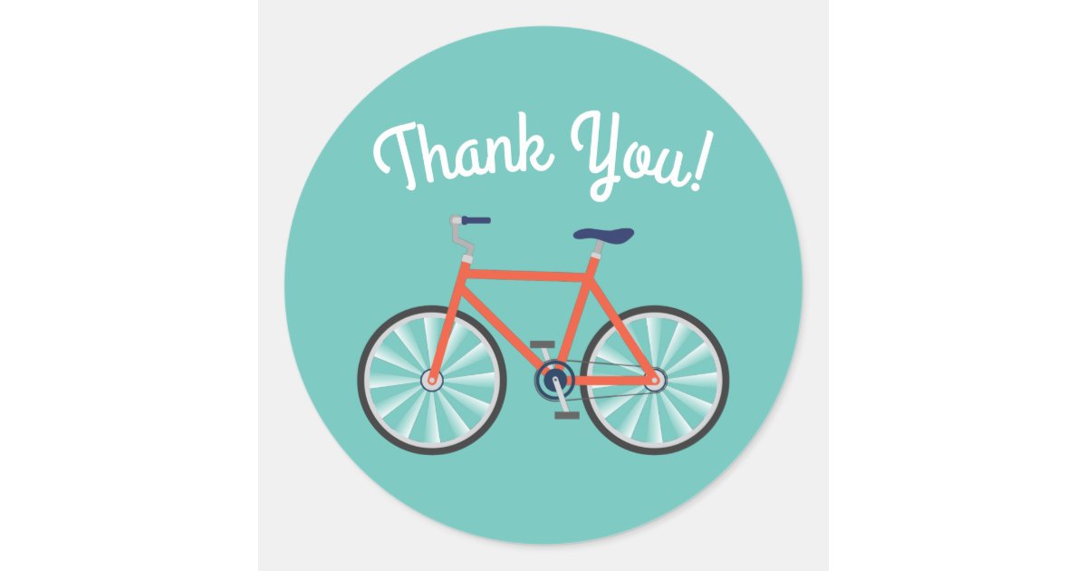 Cute Bicycle Kids Bike Birthday Thank You Classic Round Sticker | Zazzle
