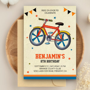 Cute Bicycle Kids Birthday Party Invitation