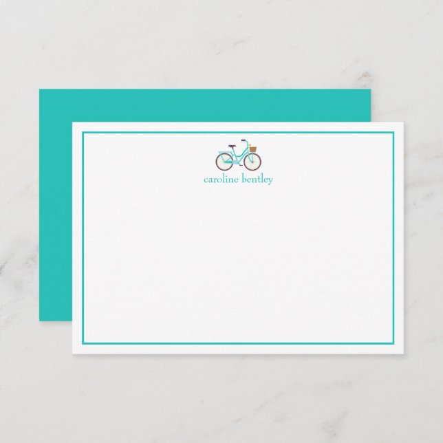 Cute Bicycle Personalized Note Cards (Front/Back)