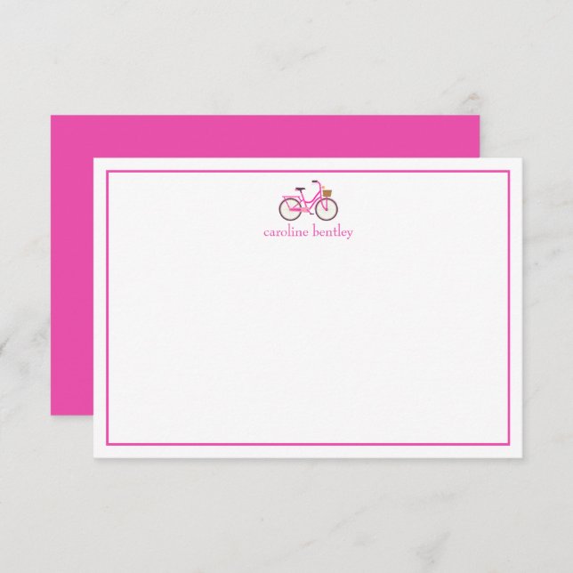 Cute Bicycle Personalized Note Cards (Front/Back)
