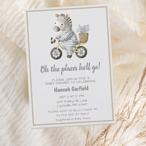 Cute Bicycle Places Hell Go Baby Shower Invitation