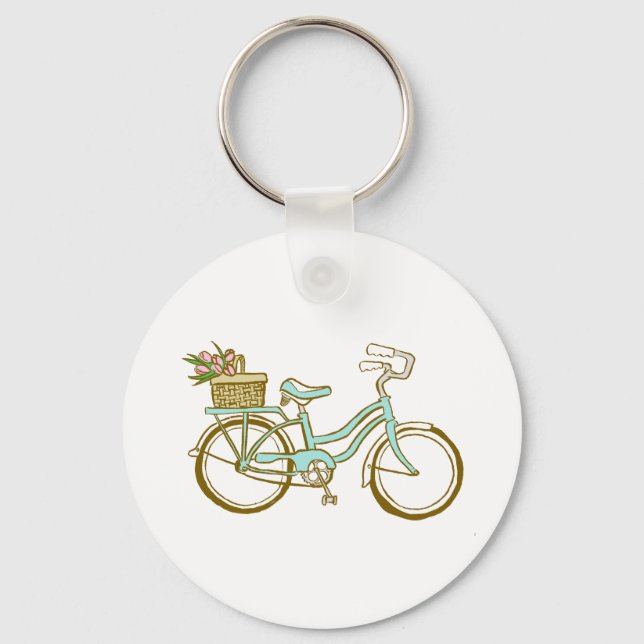 Cute Bicycle with Tulips Keychain (Front)