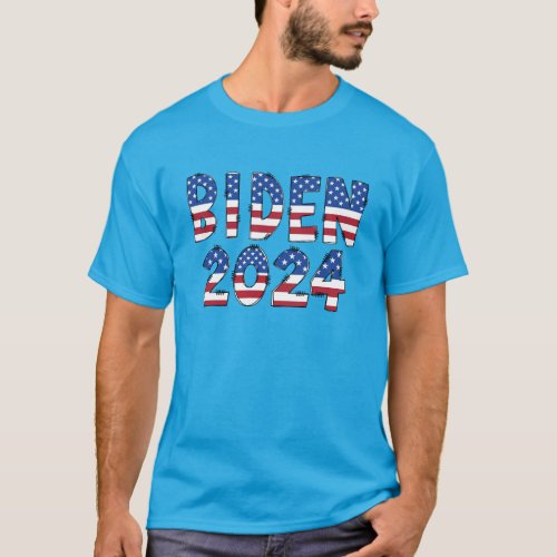Cute Biden 2024 Election American Flag Letters T_Shirt