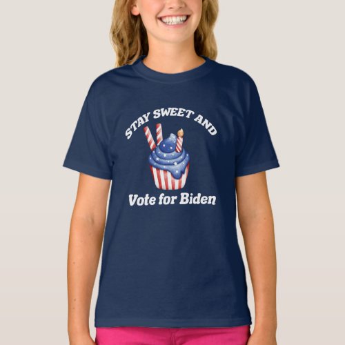 Cute Biden Cupcake 2024 Election Kids T_Shirt