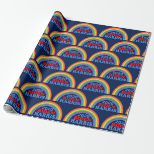 Cute Biden Harris 2020 Rainbow Wrapping Paper