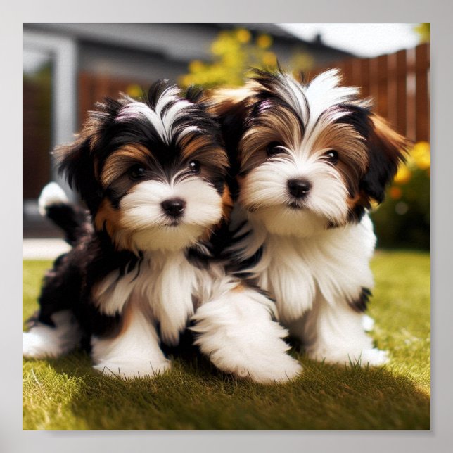 cute Biewer Terrier puppies Poster (Front)