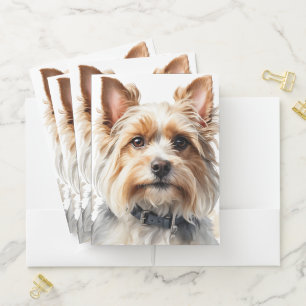 CUTE BIEWER TERRIER PUPPY DOG POCKET FOLDER